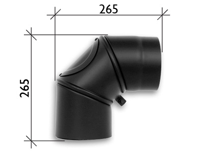 Flue pipe T600 knee 90° with soot flap adjustable Ø120mm black